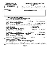 Đề thi học kỳ I môn Sinh học Lớp 7 - Năm học 2015-2016 - Trường PT DTNT Buôn Đôn